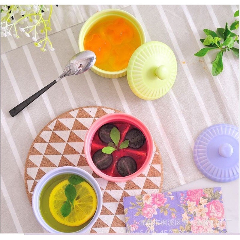 Chén Sứ Ăn Dặm Gốm Sứ Ramenkin Có Nắp 150ml Cho Bé