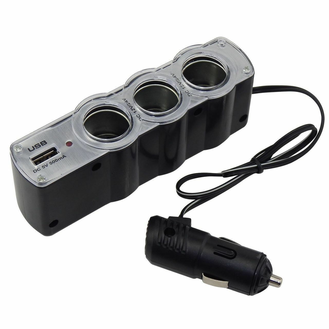 Bộ chia tẩu trên ô tô 3 tẩu 1 cổng USB - Bộ chia sạc 12V 1 tẩu sạc ra 3 tẩu sạc cho ô tô, xe hơi - Bộ chia tẩu sạc ô tô 1 ra 3