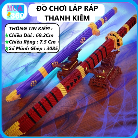 Đồ Chơi Lắp Ráp Thanh Kiếm Diệt Quỷ Mô Hình dài 69cm - Mô Hình Láp Ráp Thanh Gương DIệt Quỷ - Thanh Kiếm Nhật Luân Láp Ráp - Thanh Kiếm Của Zoro