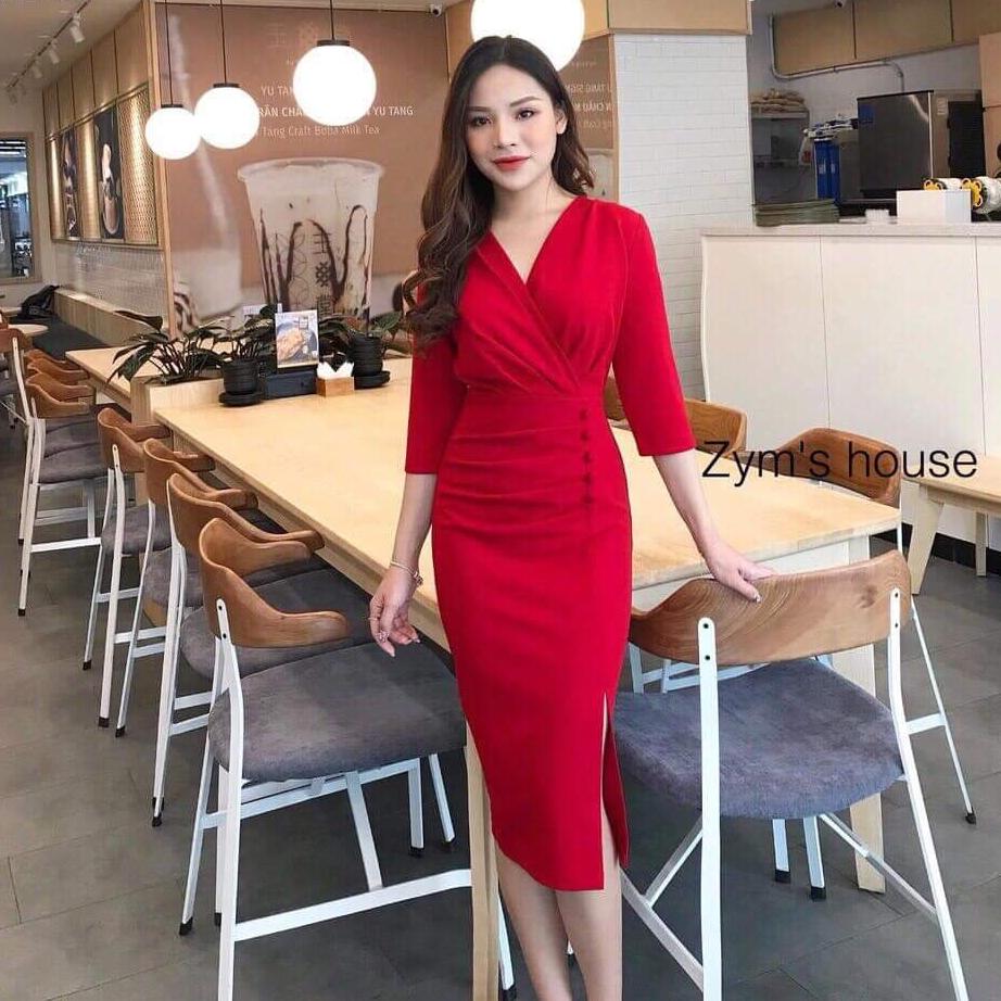 Đầm body tay lỡ xẻ tà sexy