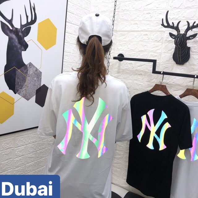 ÁO THUN TEEN NAM NỮ UNISEX FORM RỘNG TAY LỠ PHẢN QUANG CHỮ NY 7 MÀU SIÊU XINH HÀN QUỐC - DUBAI FASHION