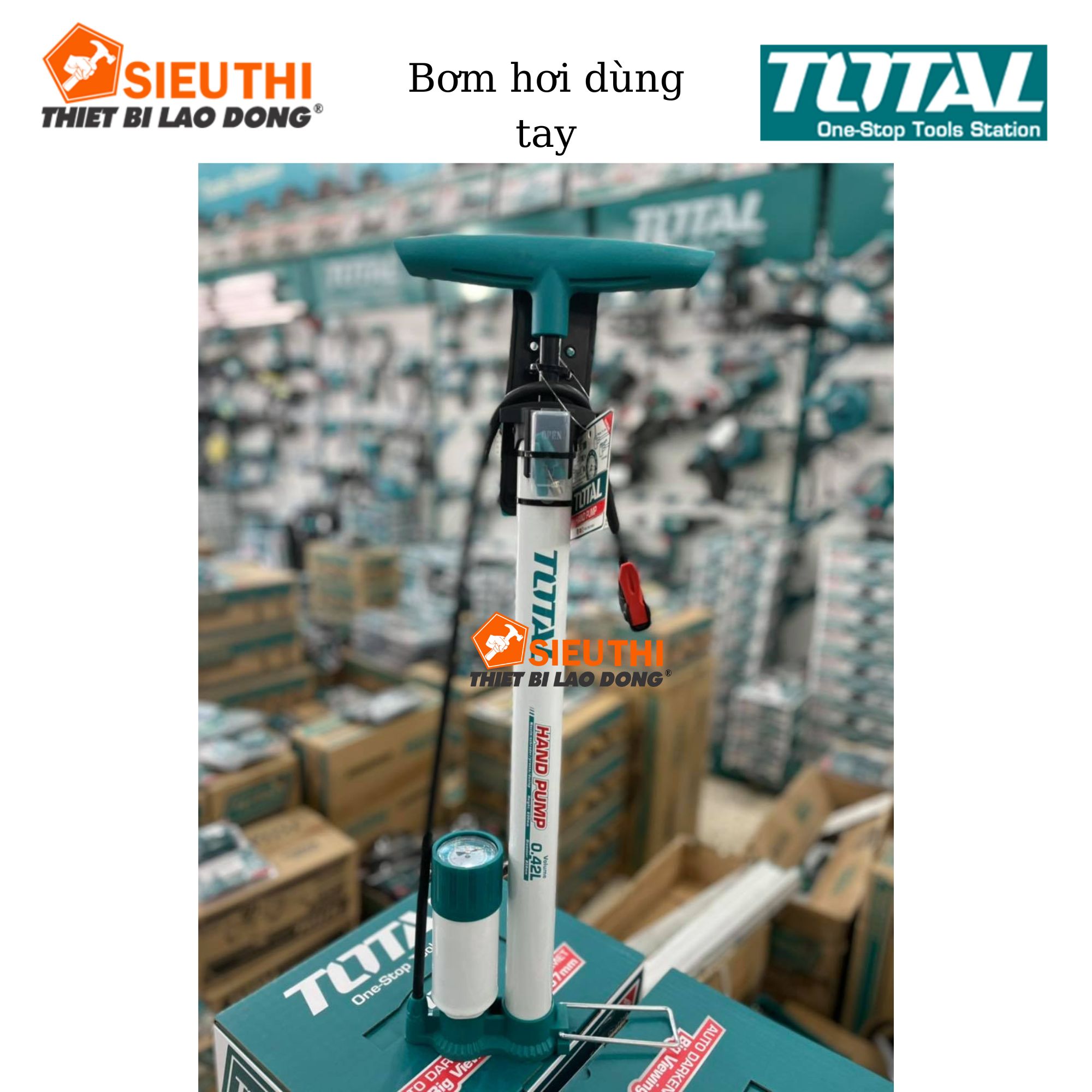 Bơm hơi dùng tay TOTAL TMPP3811, kích thước: φ38x500mm, ống bền áp suất ...