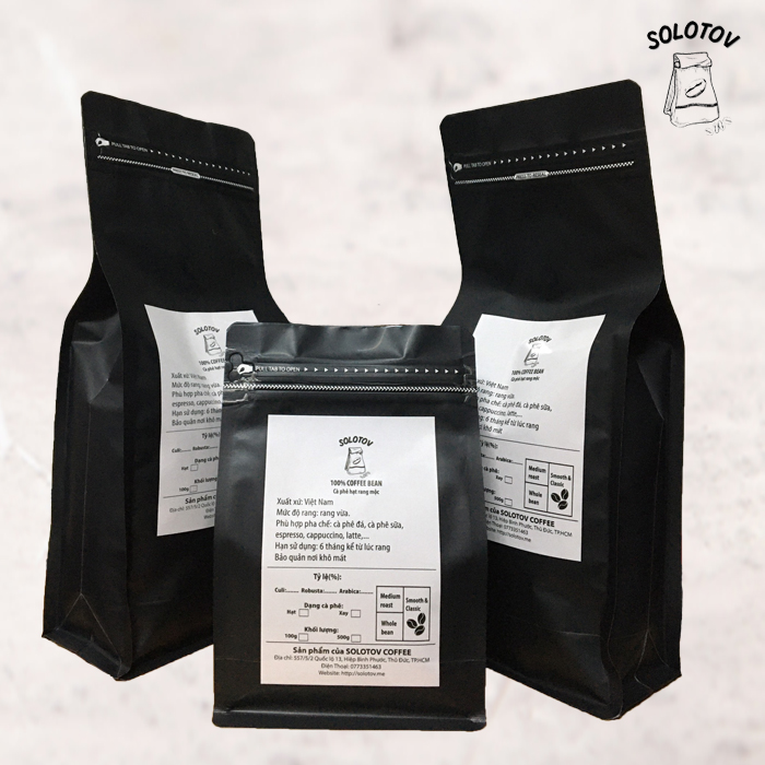 [CÀ PHÊ HẠT RANG MỘC] Cà phê Culi Robusta Arabica rang mộc - SoloTov Coffee (Thành phần 90% Culi Robusta và 10% Arabica)