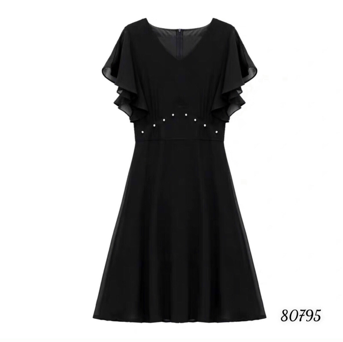 Đầm dự tiệc dáng xòe rớt vai đơn giản