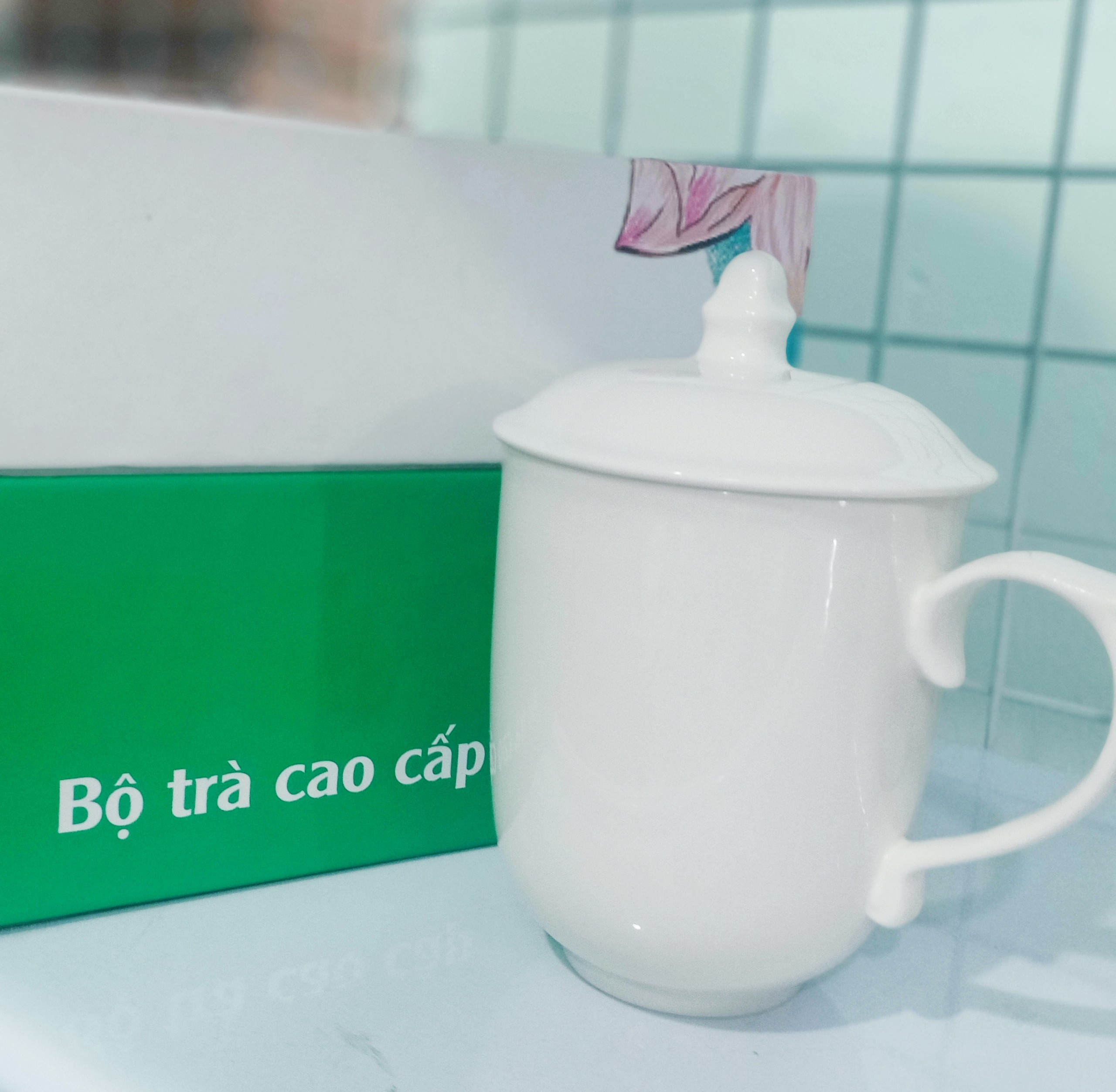 Combo 02 Ly sứ cao cấp Minh Châu có nắp 300ml