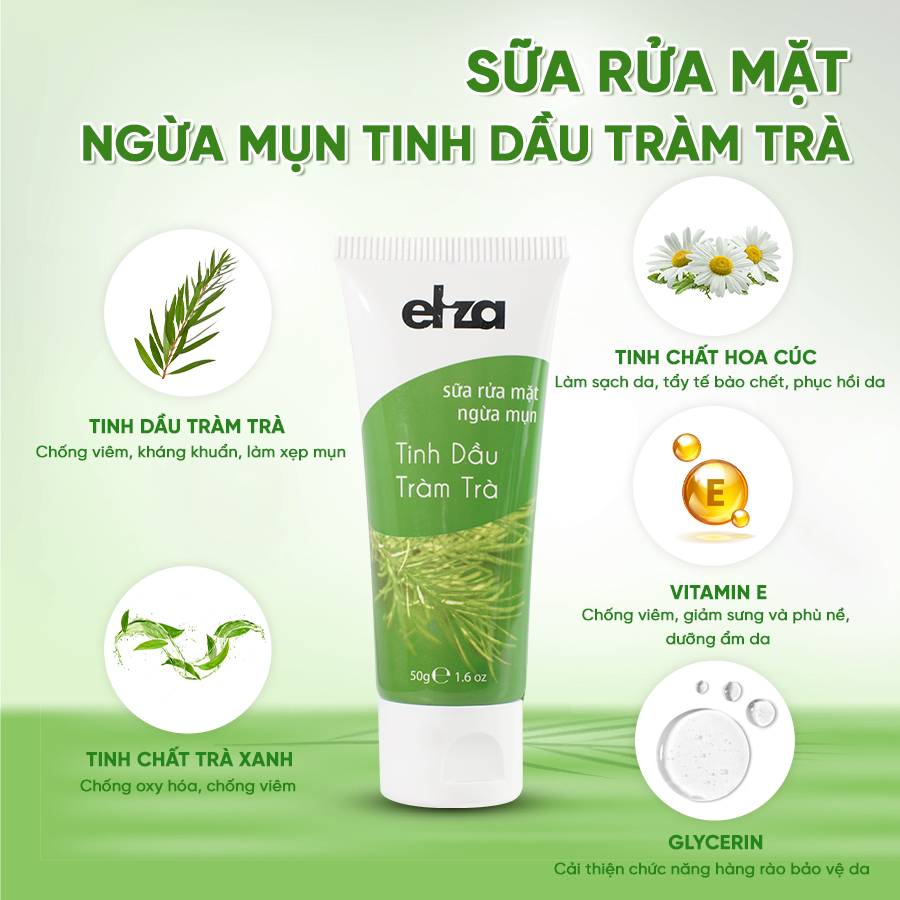 Sữa rửa mặt tinh dầu Tràm Trà Eliza 50g