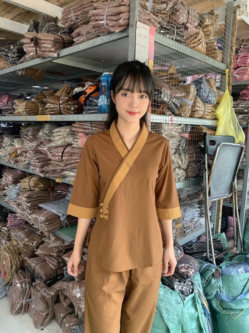 Đồ Lam Nữ Đi Chùa mẫu 3 nút