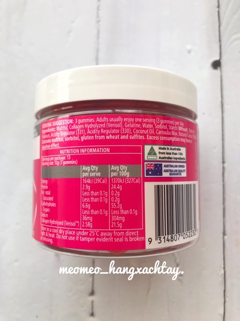 Collagen dạng kẹo dẻo Nature’s Way Collane gummies Úc(Hồng trước 40 tuổi)