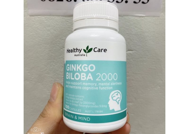 Bổ não Ginkgo-Biloba 2000 viên uống bổ não tuần hoàn máu não hộp 100 viên nhập khẩu