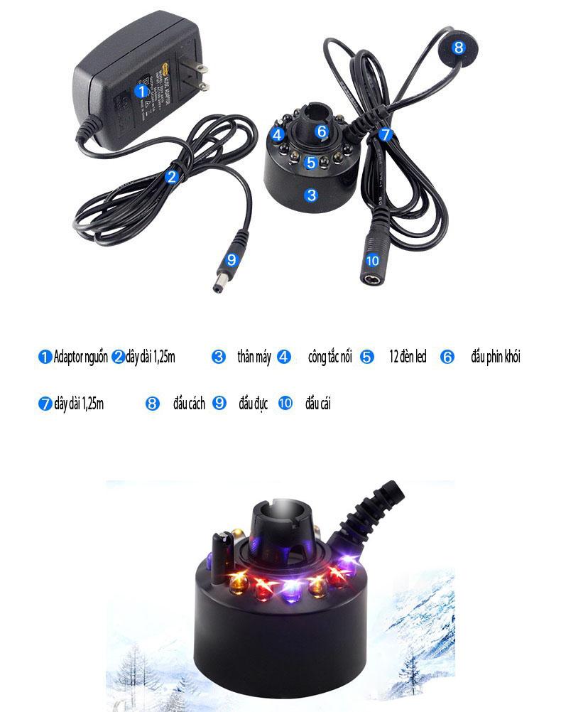 Máy phun sương tạo khói đổi màu dùng cho thác nước phong thủy (đã bao gồm nguồn)