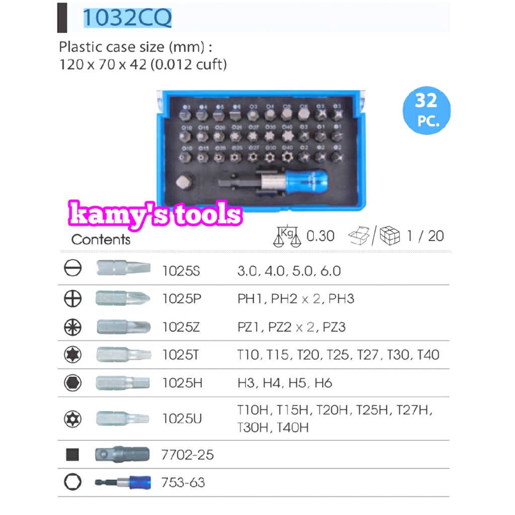 [HCM]Bộ mũi vít Kingtony 32 chi tiết model 1032CQ