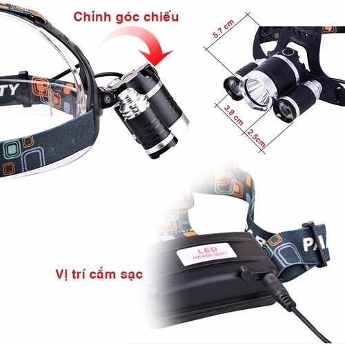 Đèn Pin Đội Đầu 3 Bóng Siêu Sáng, Nhỏ Gọn