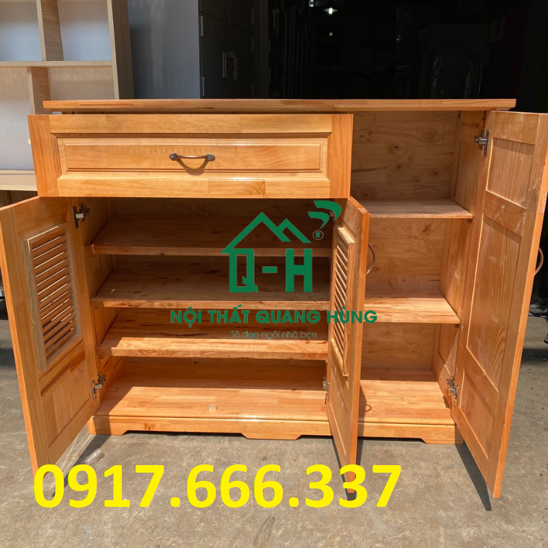 TỦ GIÀY DÉP GỖ THÔNG MÀU NÂU 1M2 CAO CẤP