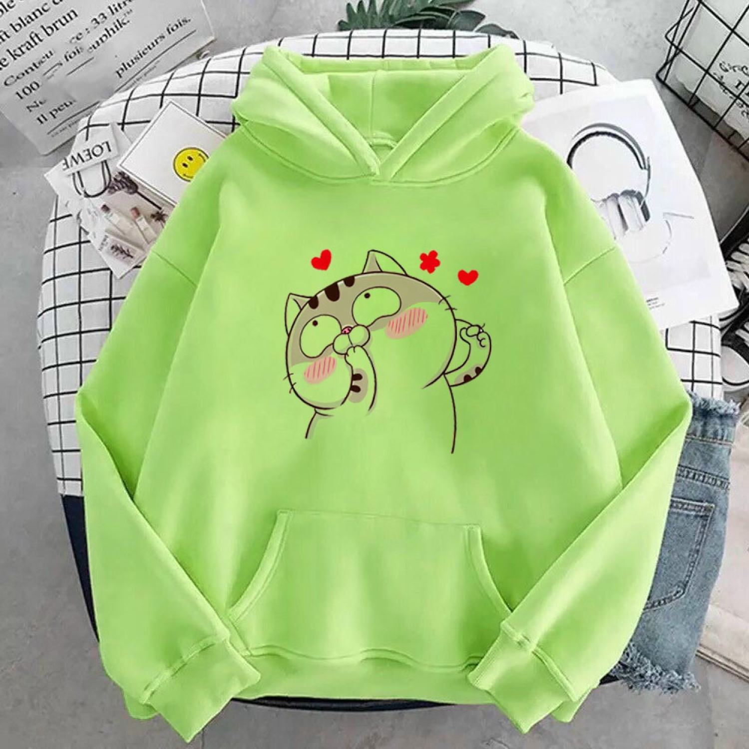 Áo hoodie mèo Ame trái tim