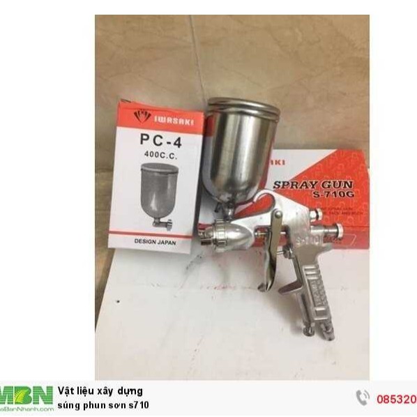 Bộ súng phun sơn s710 + bình chứa sơn 400cc đi kèm 1 bép và 1 một súng