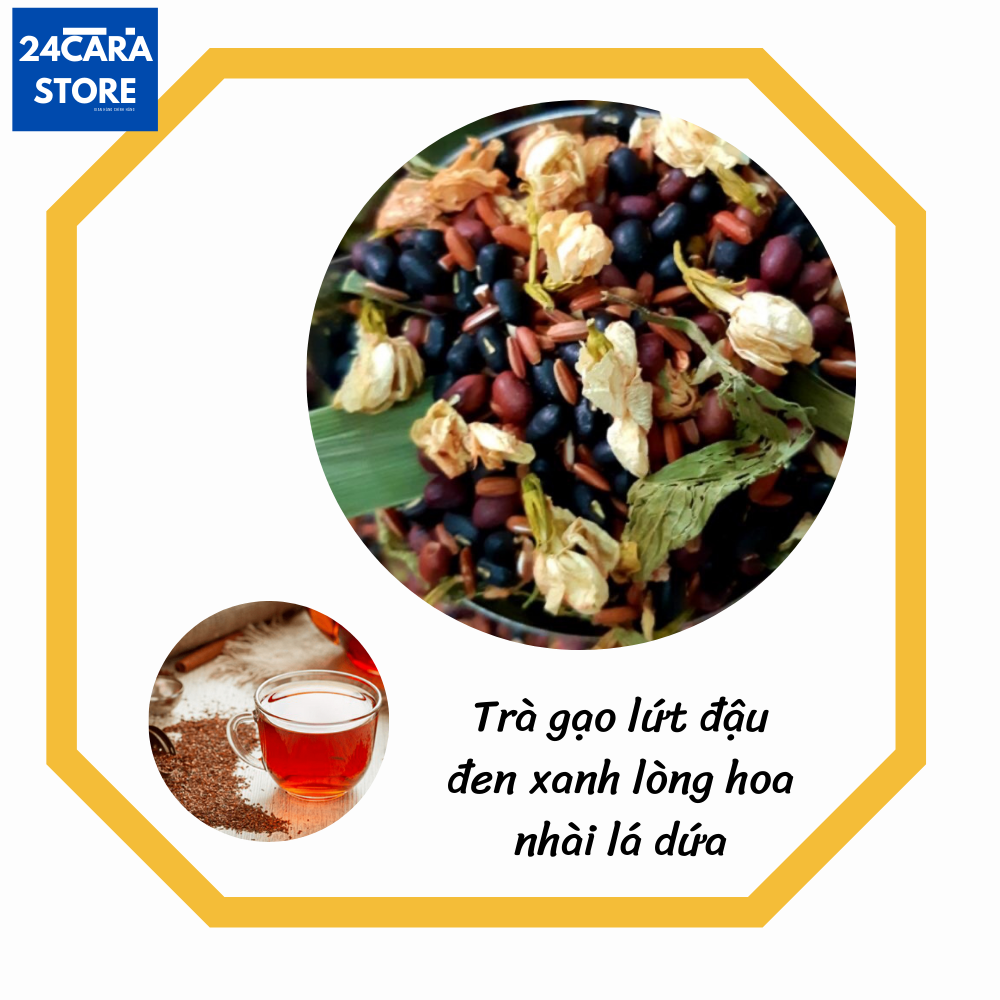 500g Trà Gạo Lứt, Đậu Đen Xanh Lòng, Hoa Nhài, Lá Dứa