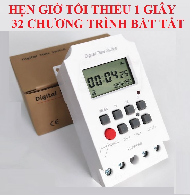 Công tắc hẹn giờ KG316TS 32 chương trình bật tắt hẹn tối thiểu 1 giây 25A/220V công tắc hẹn giò theo giây timer hẹn giờ ổ cắm hẹn giờ công tắc điện thông minh