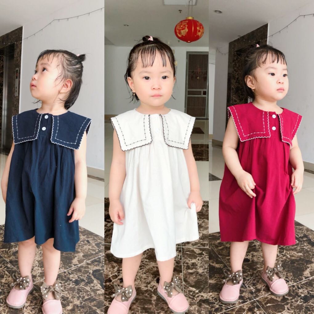 [HÀNG HOT XẢ KHO GIÁ RẺ] VÁY SUÔNG CỔ BÔNG SEN CỰC XINH CHO BÉ