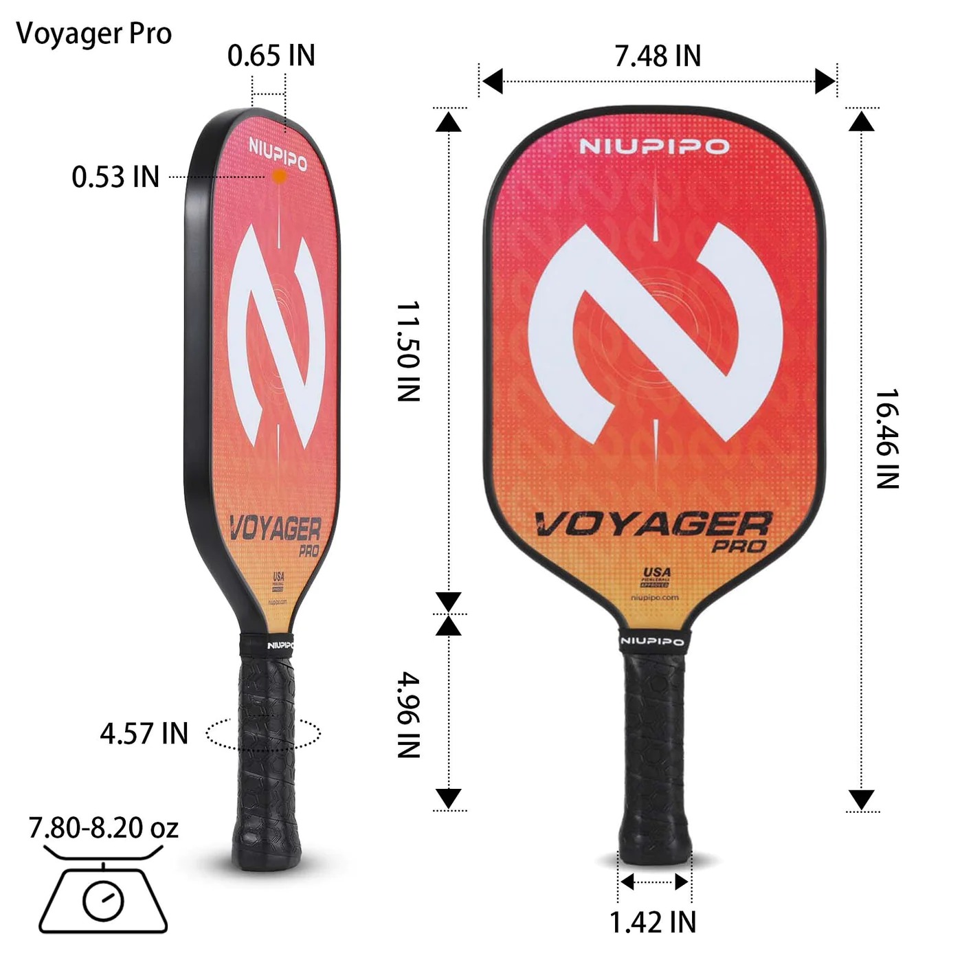 Vợt Pickleball hiệu Niupipo ( không kèm phụ kiện)