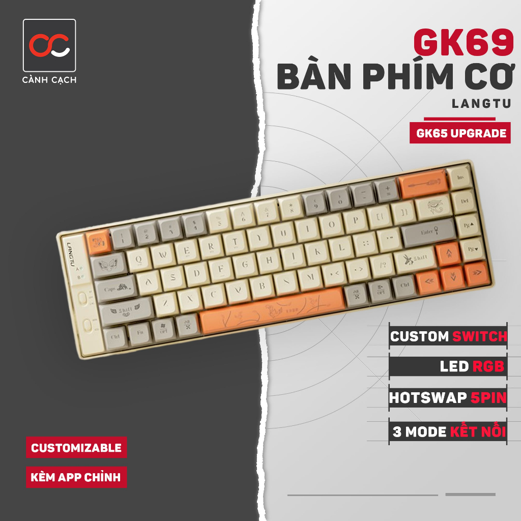 BÀN PHÍM CƠ KHÔNG DÂY HOTSWAP Langtu GK65 % CUSTOM SWITCH
