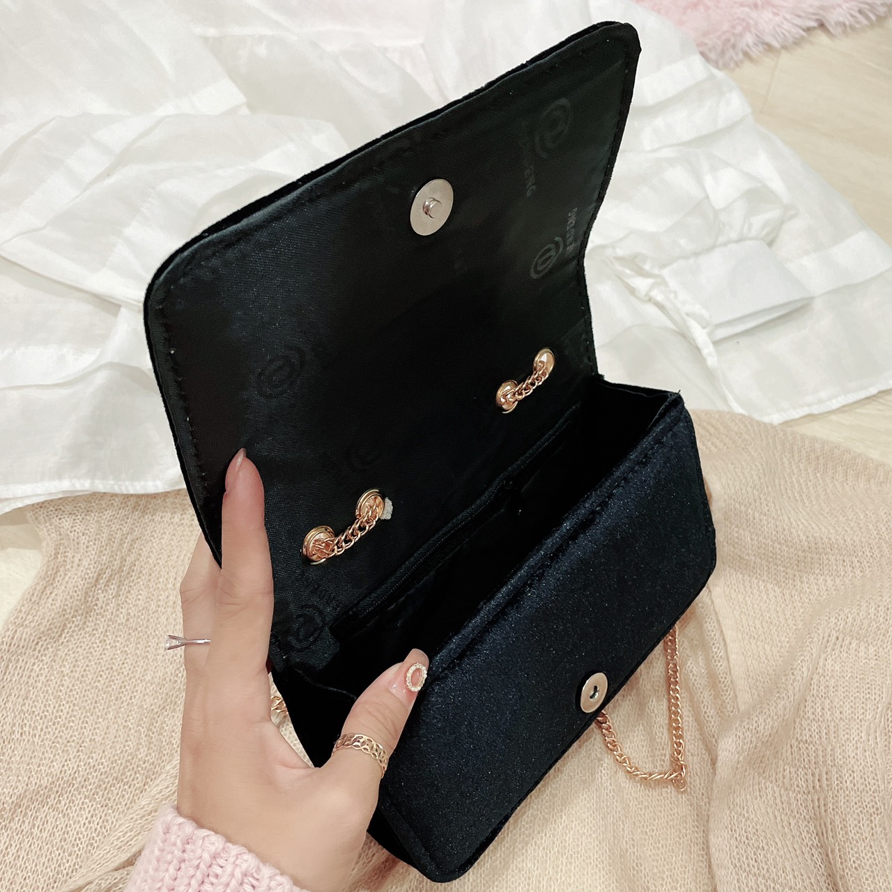 Túi Đeo Chéo Nữ Lông Nhung Phong Cách Hàn Quốc