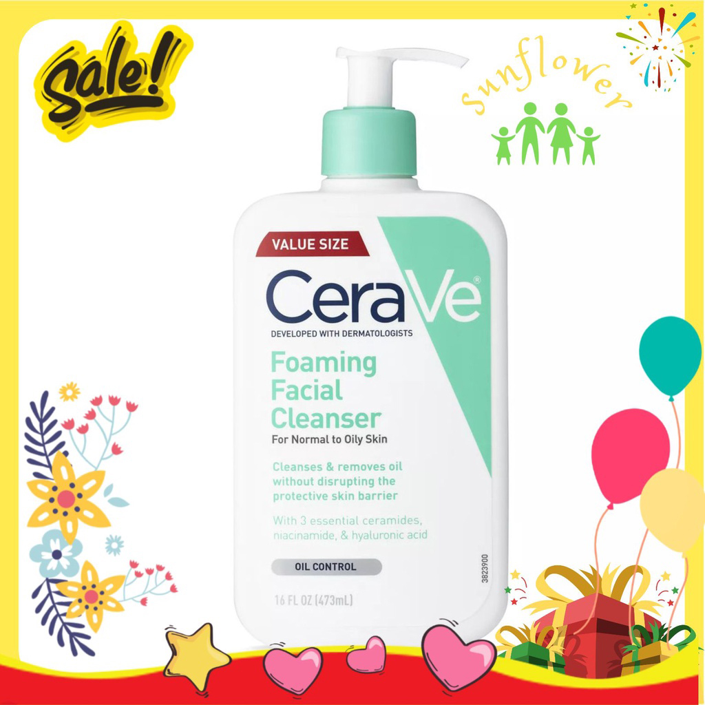 Sữa rửa mặt cho da thường và da dầu cerave foaming facial cleanser 473ml của mỹ