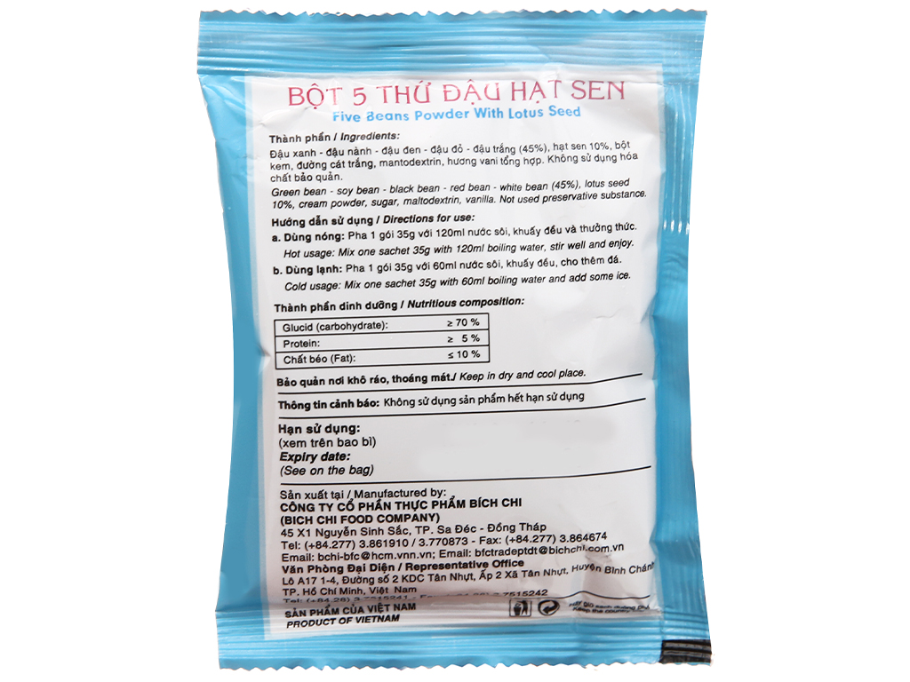 [350g] BỘT 5 THỨ ĐẬU HẠT SEN [VN] BÍCH CHI Five Bean Powder with Lotus Seed (btn-hk)