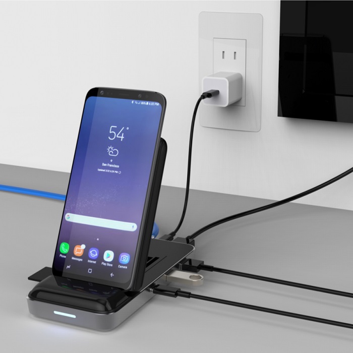 Đế sạc kiêm cổng chuyển HyperDrive 7.5W Wireless Charger Usb-C Hub