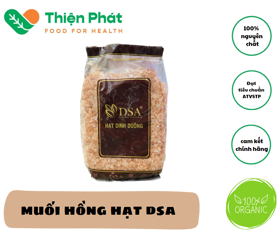 Muối Hồng Himalaya nguyên Hạt hiệu DSA. Khối lượng 1 kg.