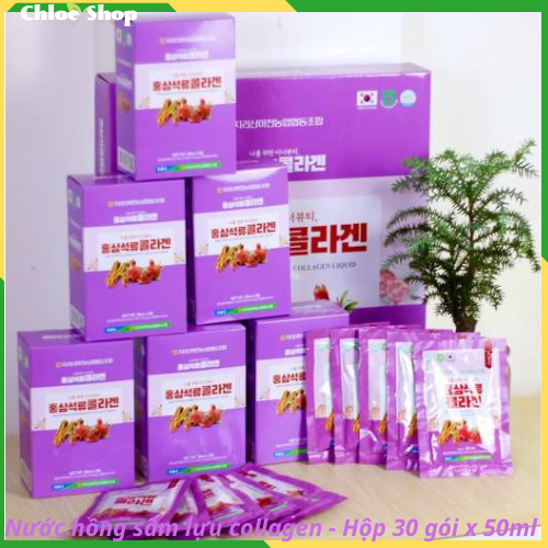Nước Hồng Sâm Collagen Lựu Hàn Quốc [Hộp 30 gói x 50ml]