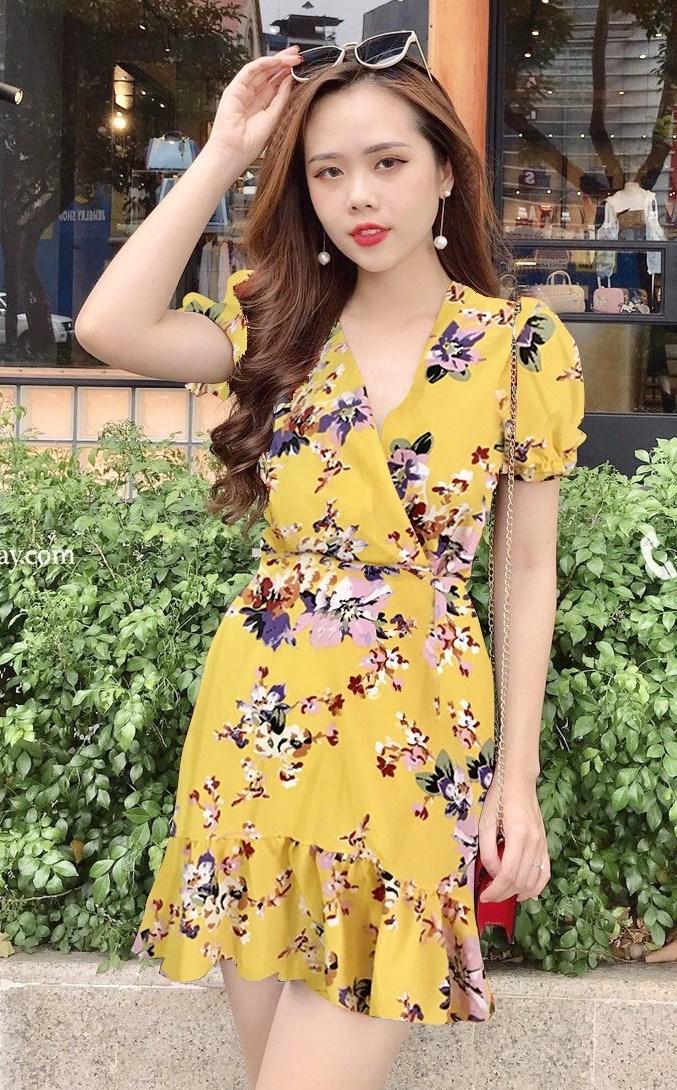 Đầm voan họa tiết hoa