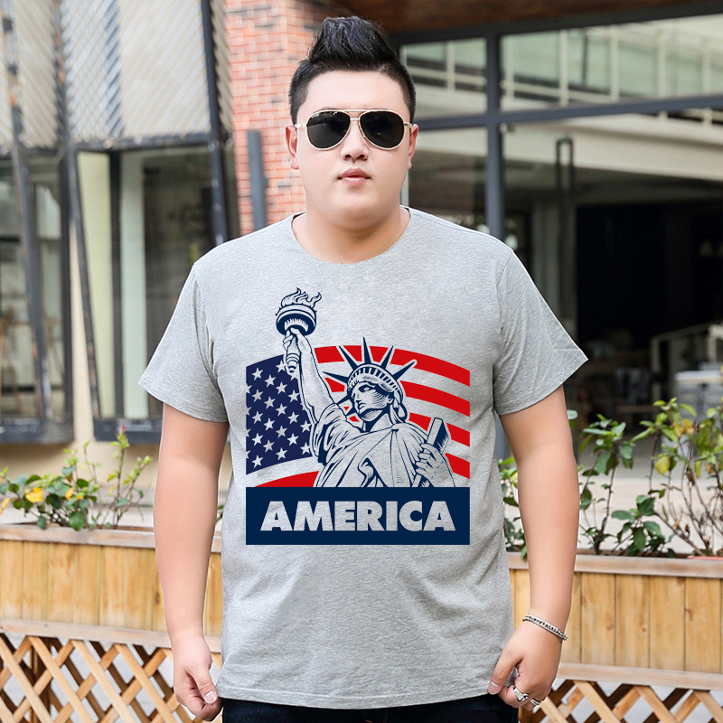 Áo thun Nam màu xám in hình Cờ Mỹ BIGSIZE 3XL 4XL 5XL 6XL 7XL M1076