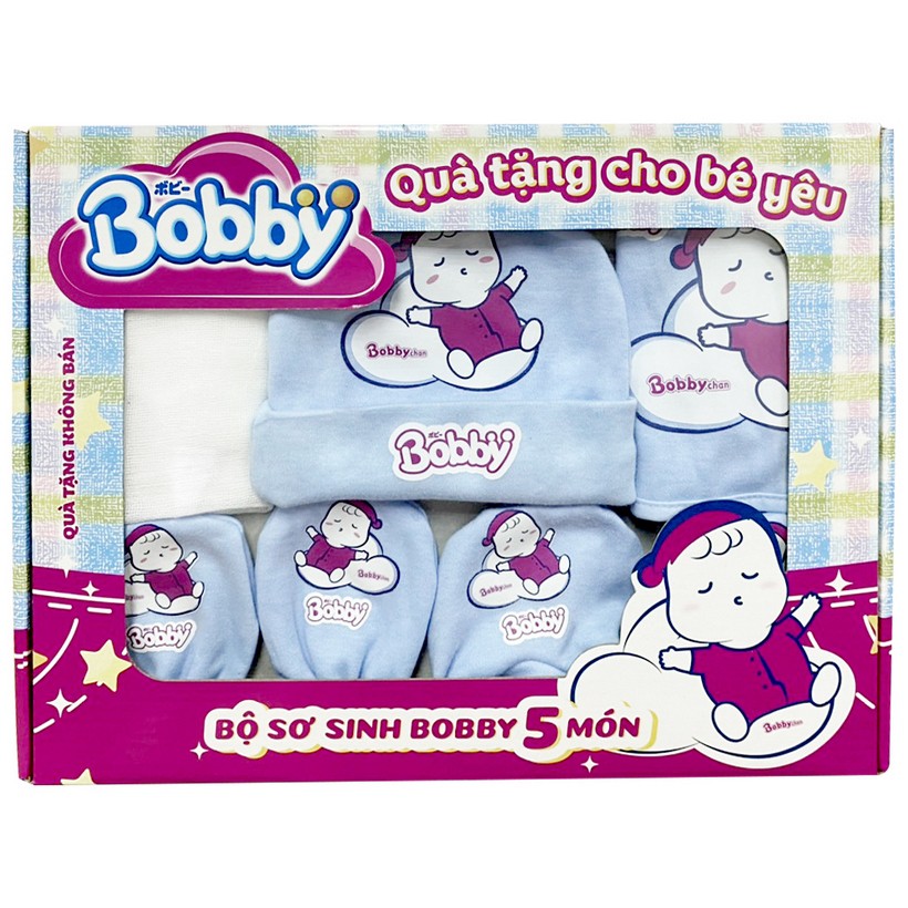 Bộ sơ sinh 5 món (mũ+ tất, bao tay, bao chân)