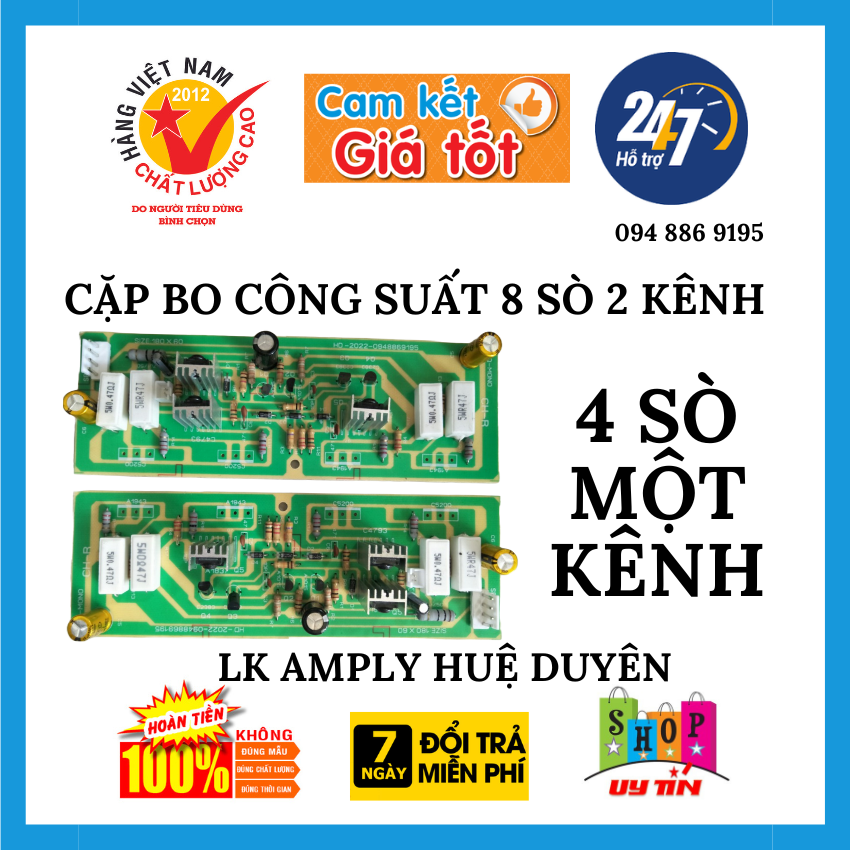 Mạch công suất 8 sò 2 kênh  cực hay ( 2 bo)