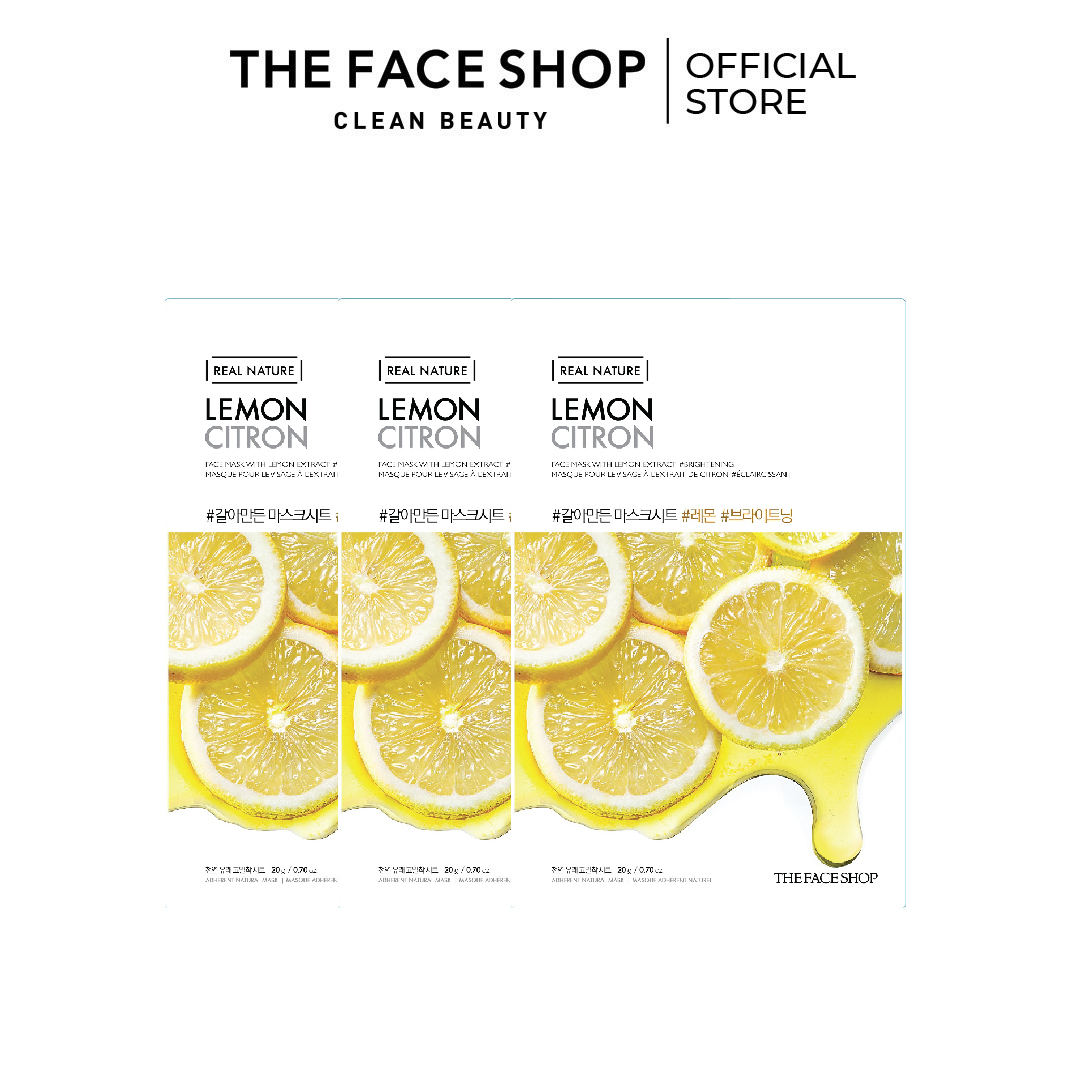 Combo 3 mặt nạ sáng da the face shop real nature lemon 20g
