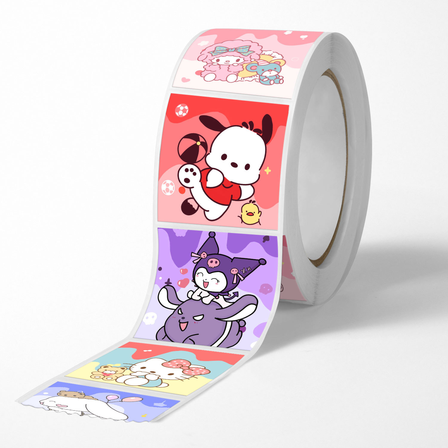 Cuộn 500 tem Sticker vuông Sanrio dễ thương - 2cm