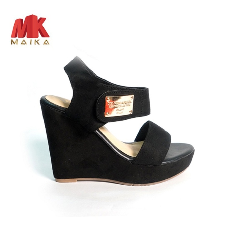 Giày đế xuồng nữ quai ngang cao 10 phân S1074 (ĐEN) đơn giản, dễ đi - mk store giá rẻ