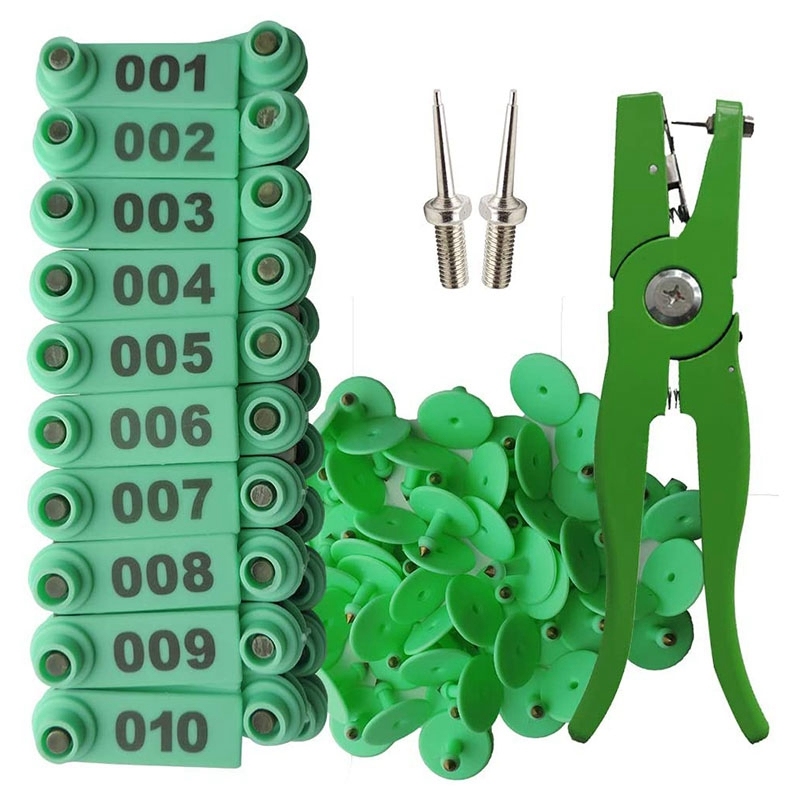 Ear Tag Pliers Ear Tag Sheep Marker Applicator 001-100 Ear Tags for Goat Identification Kit Ear Tagger