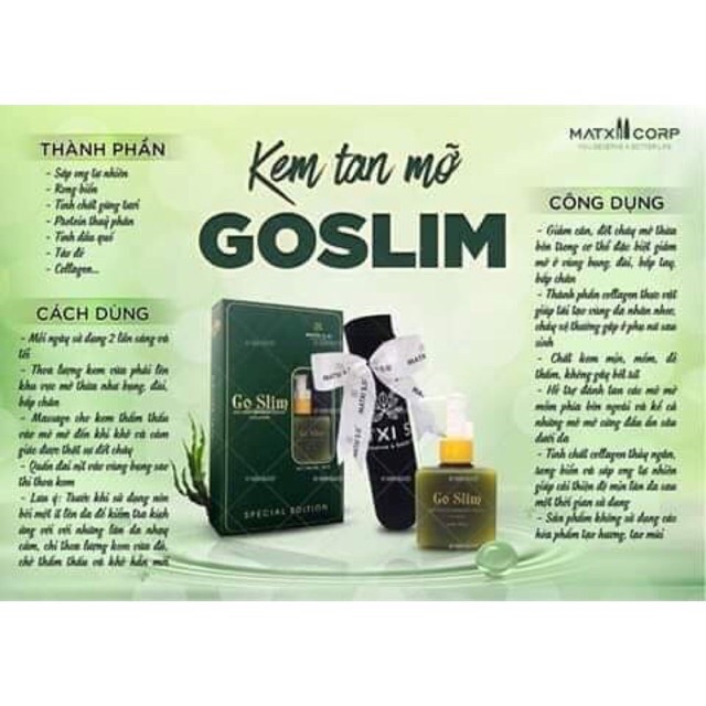 Kem tan mỡ GOSLIM + kèm đai Nịt bụng (Phiên bản mới - Hàng Chính hãng)
