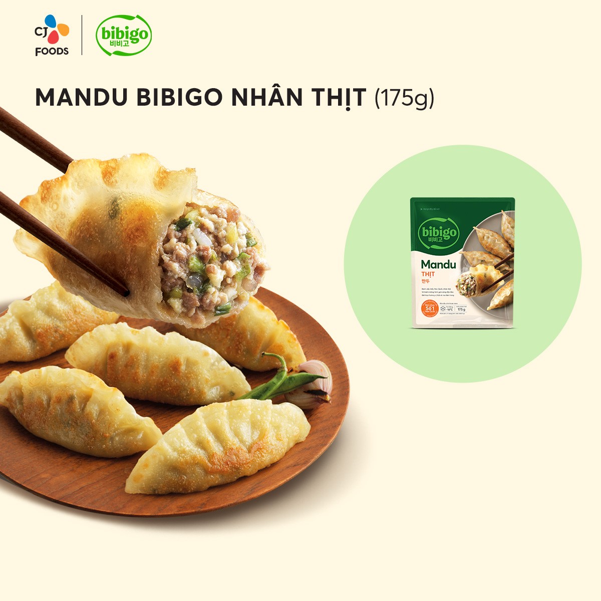 [Hcm-Hn] Mandu Bibigo Dumpling 175g (Meat Filling/Tilapia Meat Filling/Seafood Filling)
