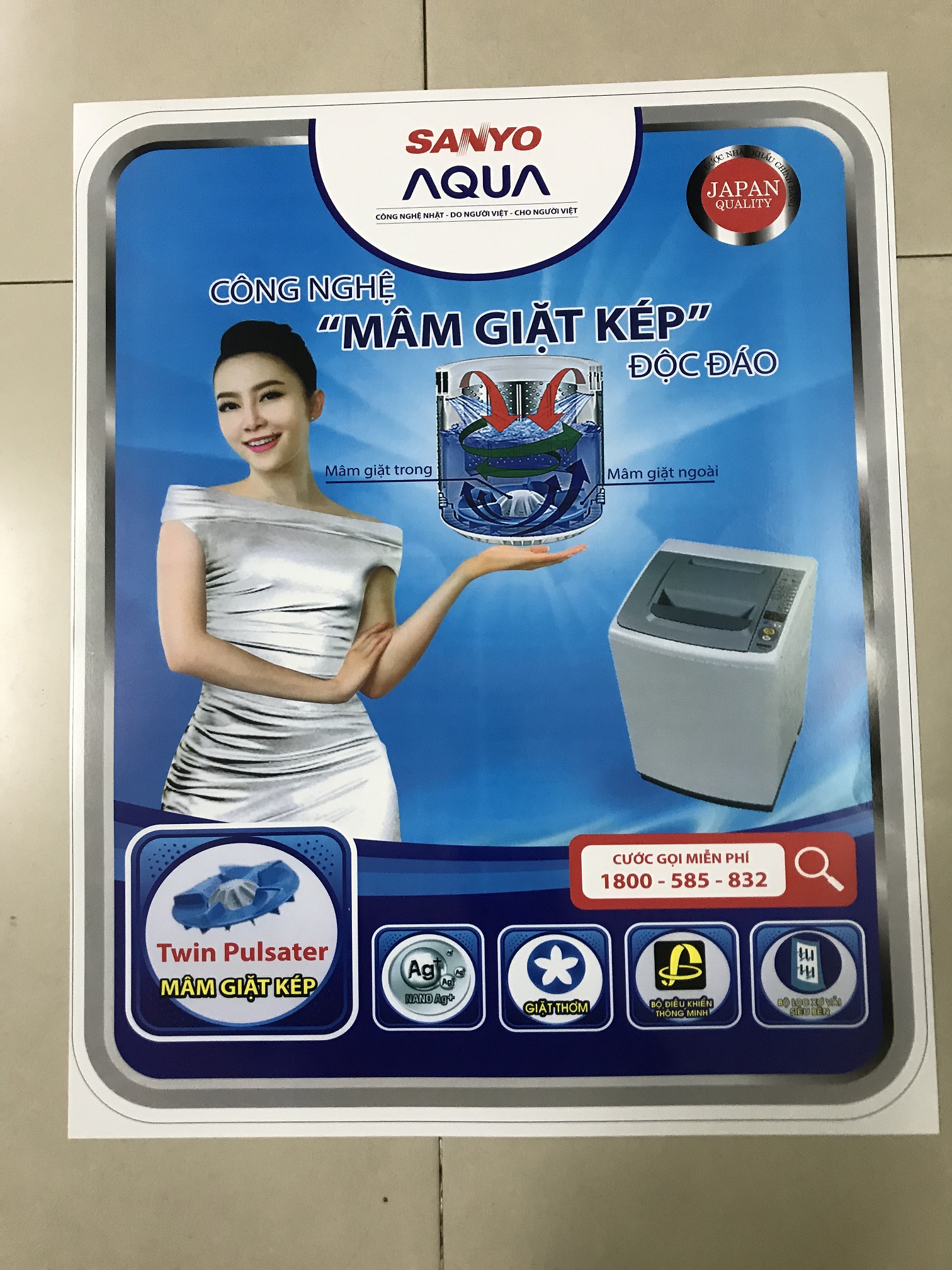 [HCM]Tem dán máy giặt Sanyo Aqua / Miếng dán máy giặt Sanyo (mẫu 2)