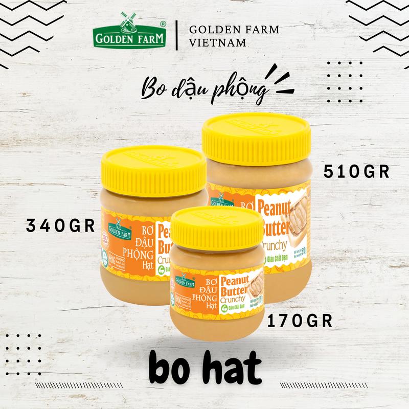 Bơ đậu phộng hạt golden farm 170g/340g/510g
