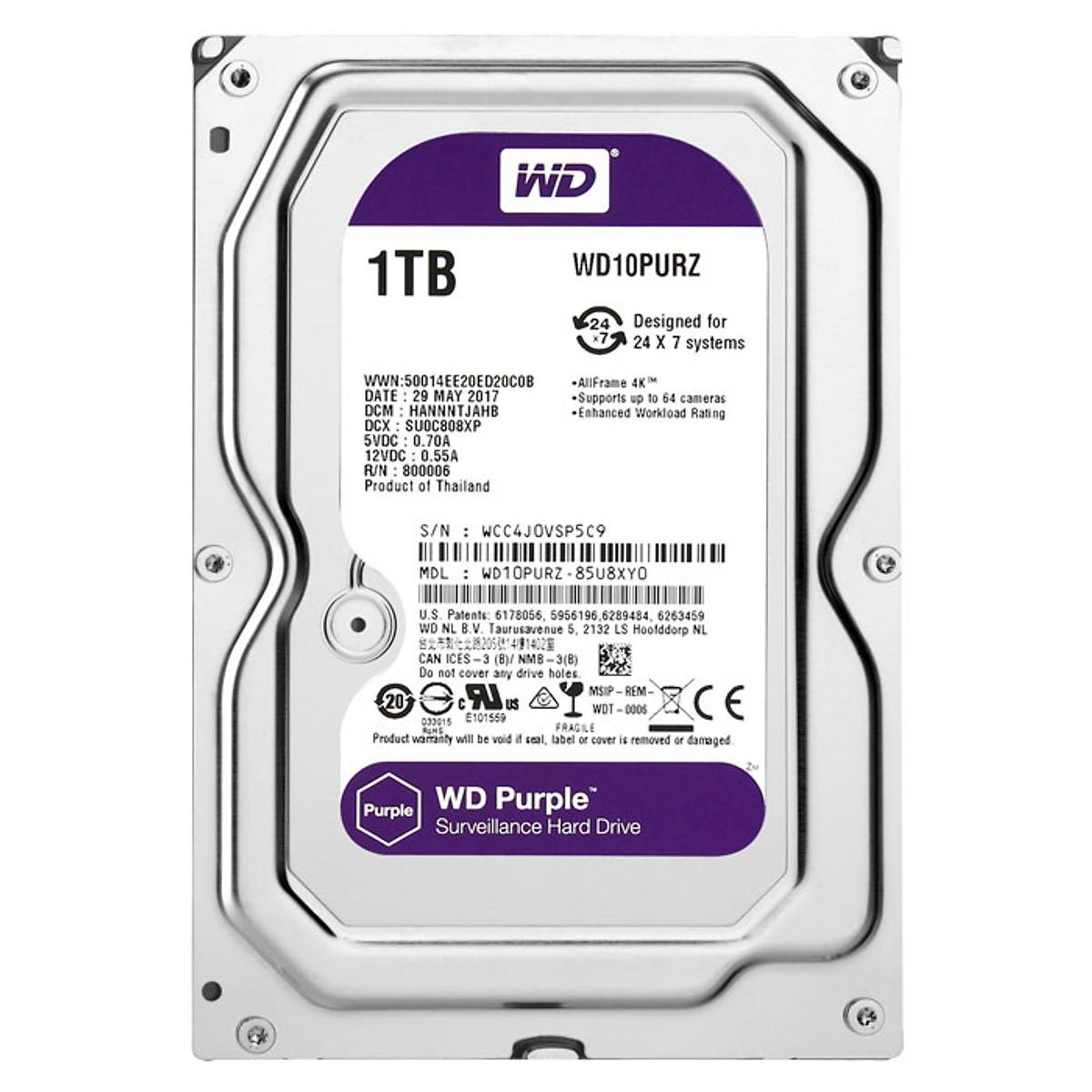 Ổ cứng Camera HDD WD Purple 1TB - Hàng Nhập Khẩu