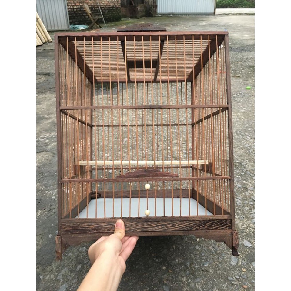 Khung lồng chim Chào mào tự ráp gỗ Mun đuôi công. Lắp ráp dễ dàng