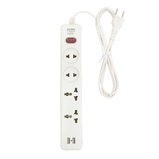 Ổ CẮM CHỐNG CHÁY 4 LỖ 1200W + 2 CỔNG USB 4U1-5 CAO CẤP SOPOKA - Điện Việt