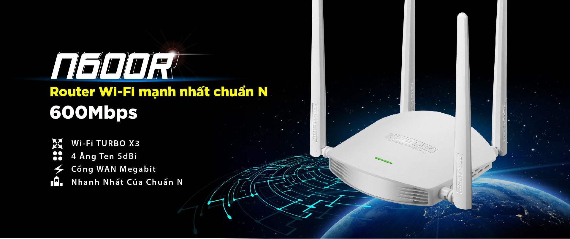 Router WiFi chuẩn N 600Mbps TOTOLINK N600R - Hãng phân phối chính thức