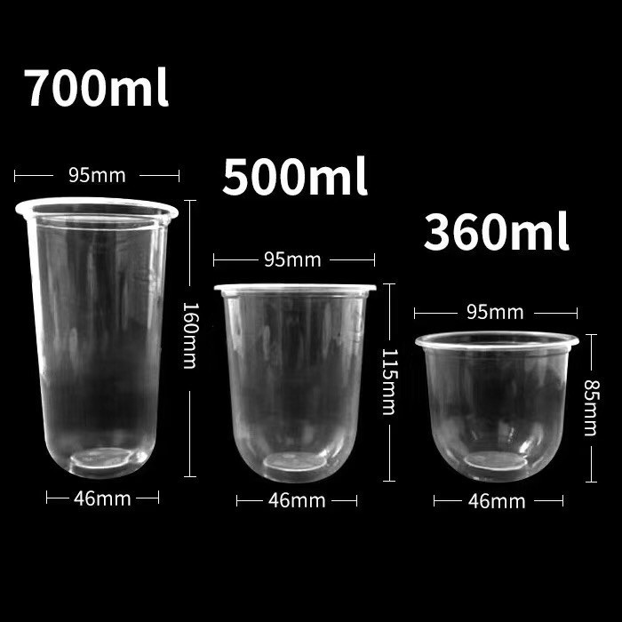 200 cốc bầu ly chữ U đựng trà sữa 500ml