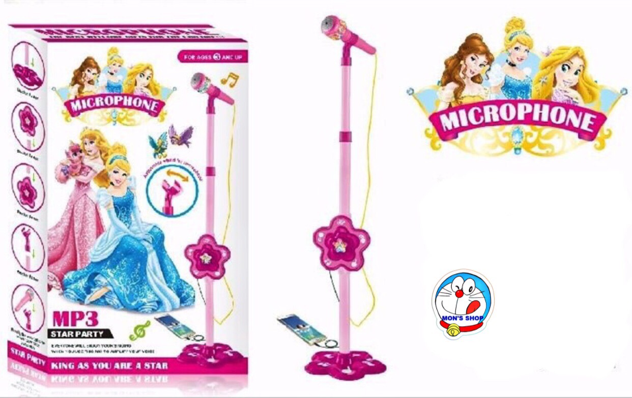 Micro hát karaoke cho bé dùng pin có kết nối MP3, có loa, mầu hồng siêu xinh