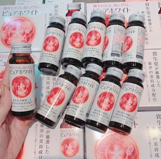 Nước uống trắng da Pure White Nhật Bản dạng nước (1 hộp 10 lọ)