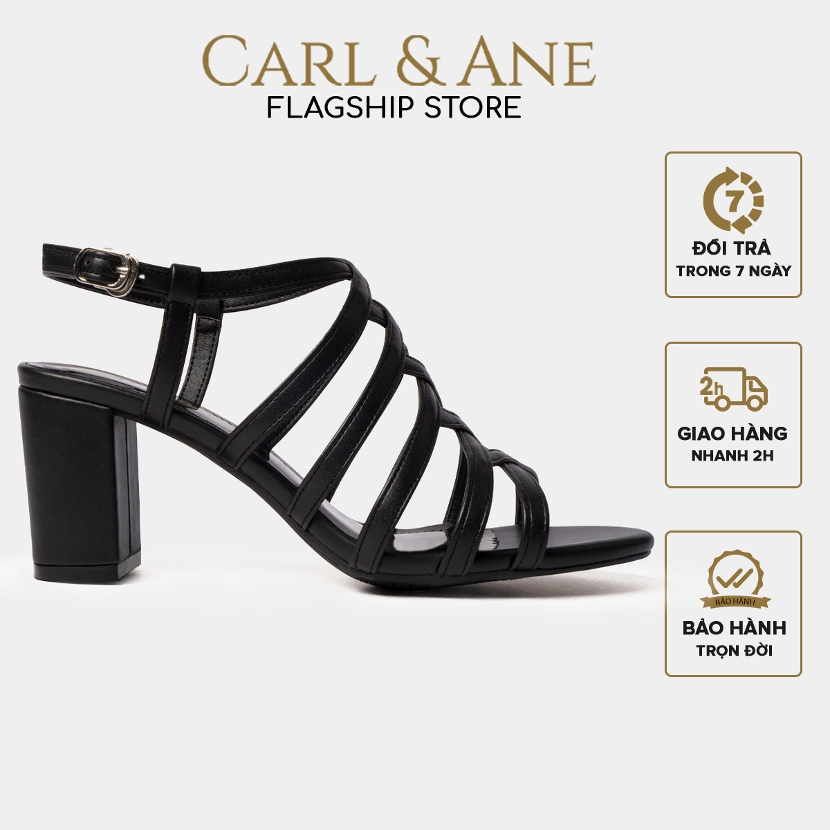 Carl & Ane - Giày sandal chiến binh thời trang nữ gót cao 7cm màu trắng _ CS001